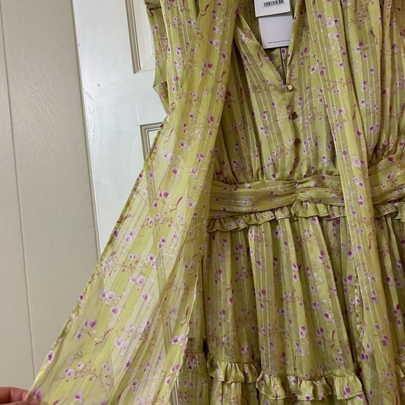 NWT Sabina Musayev Soleil Mini Dress Lime Green Size Large Fairycore - Picture 5 of 16